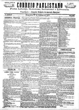 Correio paulistano [jornal], [s/n]. São Paulo-SP, 17 out. 1876.