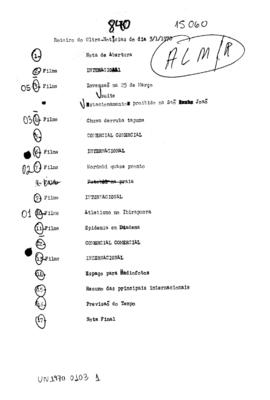 TV Tupi [emissora]. Ultra Notícias [programa]. Roteiro [televisivo], 03 jan. 1970.