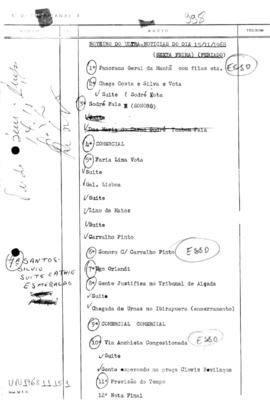 TV Tupi [emissora]. Ultra Notícias [programa]. Roteiro [televisivo], 15 nov. 1968.