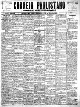 Correio paulistano [jornal], [s/n]. São Paulo-SP, 12 mai. 1893.