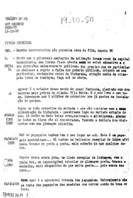 TV Tupi [emissora]. Imagens do Dia [programa]. Roteiro [televisivo], 19 out. 1950.