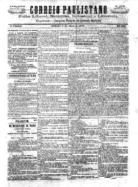 Correio paulistano [jornal], [s/n]. São Paulo-SP, 01 abr. 1876.