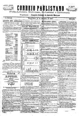 Correio paulistano [jornal], [s/n]. São Paulo-SP, 30 out. 1877.