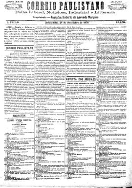 Correio paulistano [jornal], [s/n]. São Paulo-SP, 28 dez. 1876.