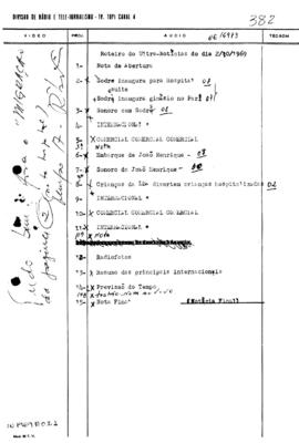 TV Tupi [emissora]. Ultra Notícias [programa]. Roteiro [televisivo], 02 out. 1969.