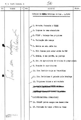 TV Tupi [emissora]. Ultra Notícias [programa]. Roteiro [televisivo], 11 mar. 1966.