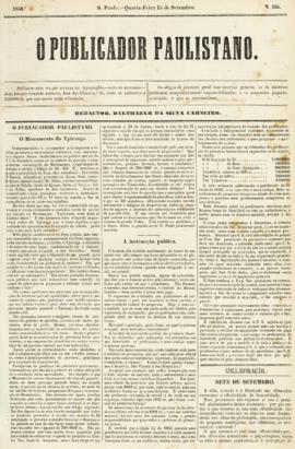 O Publicador paulistano [jornal], n. 105. São Paulo-SP, 15 set. 1858.