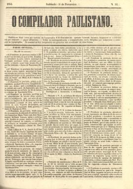 O Compilador paulistano [jornal], n. 33. São Paulo-SP, 05 fev. 1853.