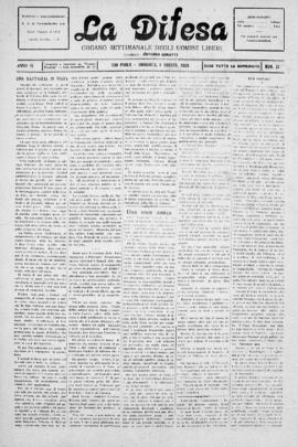 La Difesa [jornal], a. 3, n. 31. São Paulo-SP, 02 ago. 1925.