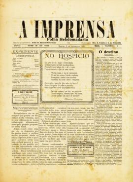 A Imprensa [jornal], a. 1, n. 5. Bauru-SP, 02 jun. 1912.