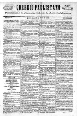 Correio paulistano [jornal], [s/n]. São Paulo-SP, 18 abr. 1878.