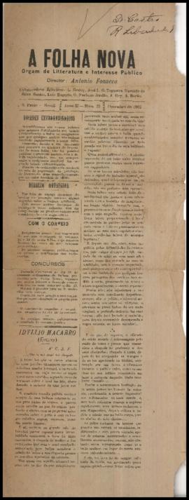 A Folha nova [jornal], a. 2, n. 23. São Paulo-SP, dez. 1902.