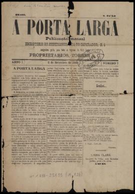 A Porta larga [jornal], a. 1, n. 7. São Paulo-SP, 02 set. 1883.