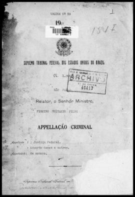 Processo... [apelação criminal], nª 1009/1927. [São Paulo-SP?], 1927. v. 59