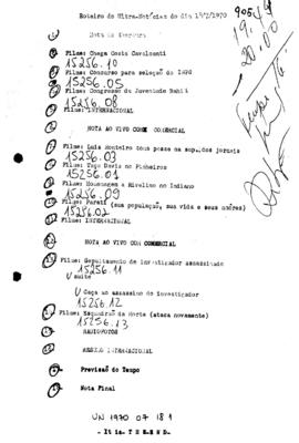 TV Tupi [emissora]. Ultra Notícias [programa]. Roteiro [televisivo], 18 jul. 1970.
