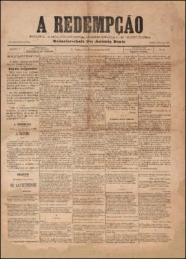 A Redempção [jornal], a. 1, n. 85. São Paulo-SP, 03 nov. 1887.