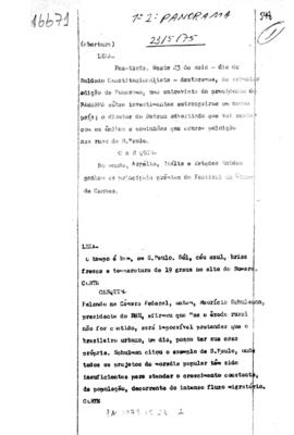TV Tupi [emissora]. Jornal Panorama [programa]. Roteiro [televisivo], 23 mai. 1975.