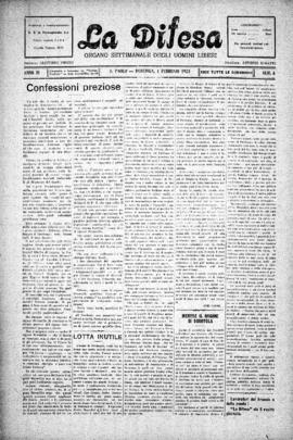 La Difesa [jornal], a. 3, n. 6. São Paulo-SP, 01 fev. 1925.