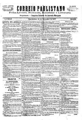 Correio paulistano [jornal], [s/n]. São Paulo-SP, 14 nov. 1877.