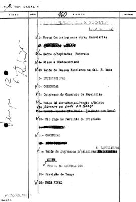 TV Tupi [emissora]. Ultra Notícias [programa]. Roteiro [televisivo], 06 mai. 1968.