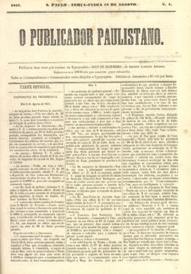 O Publicador paulistano [jornal], n. 7. São Paulo-SP, 18 ago. 1857.