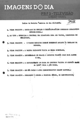 TV Tupi [emissora]. Revista Feminina [programa]. Roteiro [televisivo], 16 ago. 1960.