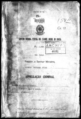 Processo... [apelação criminal], nª 1009/1927. [São Paulo-SP?], 1927. v. 70