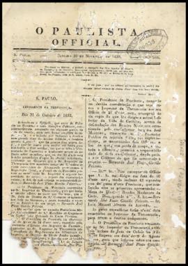 O Paulista official [jornal], n. 266. São Paulo-SP, 26 nov. 1836.