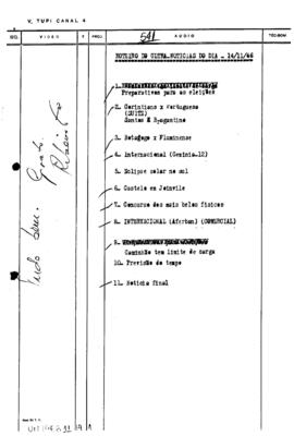 TV Tupi [emissora]. Ultra Notícias [programa]. Roteiro [televisivo], 14 nov. 1966.