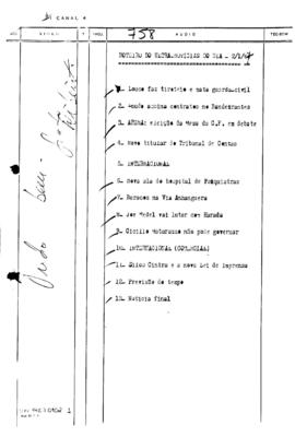 TV Tupi [emissora]. Ultra Notícias [programa]. Roteiro [televisivo], 02 jan. 1967.