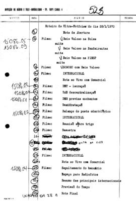 TV Tupi [emissora]. Ultra Notícias [programa]. Roteiro [televisivo], 28 jan. 1970.