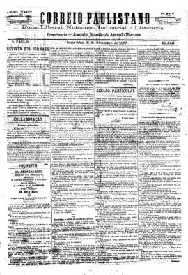 Correio paulistano [jornal], [s/n]. São Paulo-SP, 16 nov. 1877.