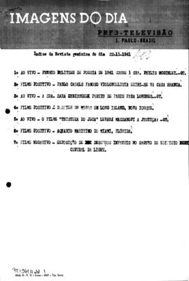TV Tupi [emissora]. Revista Feminina [programa]. Roteiro [televisivo], 22 nov. 1961.