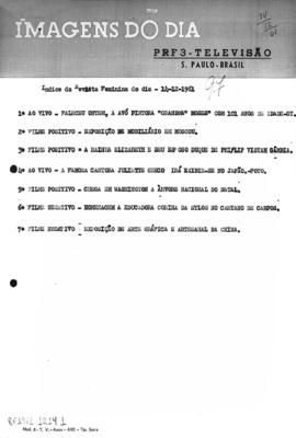 TV Tupi [emissora]. Revista Feminina [programa]. Roteiro [televisivo], 14 dez. 1961.