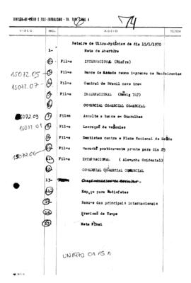 TV Tupi [emissora]. Ultra Notícias [programa]. Roteiro [televisivo], 15 jan. 1970.