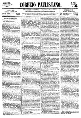 Correio paulistano [jornal], [s/n]. São Paulo-SP, 12 mar. 1856.