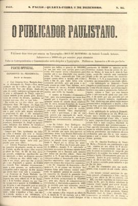 O Publicador paulistano [jornal], n. 35. São Paulo-SP, 02 dez. 1857.