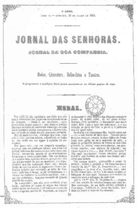 O Jornal das senhoras [jornal], a. 3, t. 6, [s/n]. Rio de Janeiro-RJ, 23 jul. 1854.