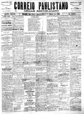 Correio paulistano [jornal], [s/n]. São Paulo-SP, 09 mar. 1893.
