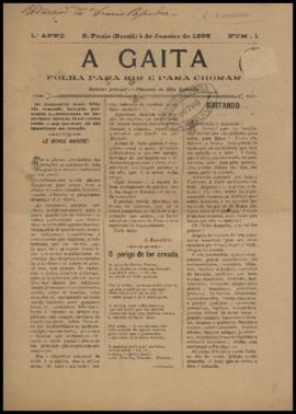 A Gaita [jornal], a. 1, n. 1. São Paulo-SP, 01 jan. 1895.