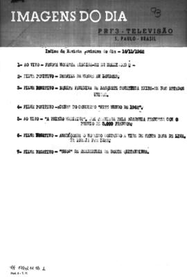 TV Tupi [emissora]. Revista Feminina [programa]. Roteiro [televisivo], 16 nov. 1962.