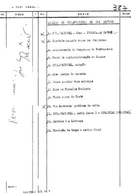 TV Tupi [emissora]. Ultra Notícias [programa]. Roteiro [televisivo], 30 jul. 1966.