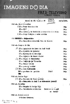 TV Tupi [emissora]. Diário de São Paulo na T.V. [programa]. Roteiro [televisivo], 26 nov. 1959.