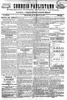 Correio paulistano [jornal], [s/n]. São Paulo-SP, 23 ago. 1877.