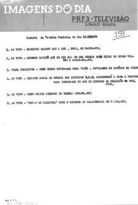 TV Tupi [emissora]. Revista Feminina [programa]. Roteiro [televisivo], 11 jan. 1960.