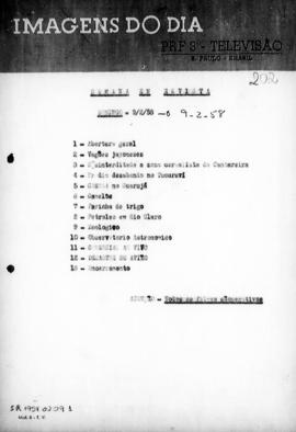 TV Tupi [emissora]. Semana em Revista [programa]. Roteiro [televisivo], 09 fev. 1958.