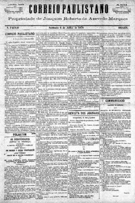 Correio paulistano [jornal], [s/n]. São Paulo-SP, 06 jul. 1878.
