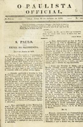 O Paulista official [jornal], n. 128. São Paulo-SP, 12 jan. 1836.