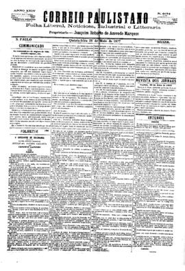 Correio paulistano [jornal], [s/n]. São Paulo-SP, 31 mai. 1877.