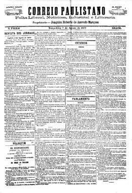 Correio paulistano [jornal], [s/n]. São Paulo-SP, 07 ago. 1877.